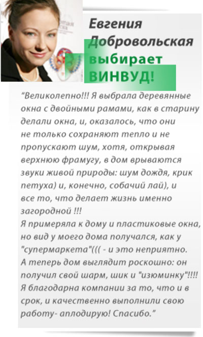 Евгения Добровольская выбирает окна Винвуд